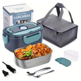 Portable Electric Lunch Box Food Warmer For Car And Home 50.72oz Leak-Proof Heated Container 110V 12V