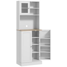 66.5" Tall Kitchen Pantry Cabinet, Kitchen Hutch, Microwave Cabinet with Adjustable Shelves for Dining Room, White