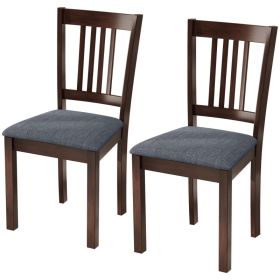 Dining Chairs Set of 2 Linen Upholstered Kitchen Chairs with Rubberwood Legs for Dining Room Living Room Espresso Gray