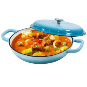 COOKWIN Cast Iron Casserole Braiser 3.8 Quart Heavy Duty Casserole Skillet With Lid And Dual Handles Porcelain Enameled Surface Cookware Pot