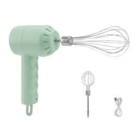 Electric Cordless Hand Mixer 3 Speed Kitchen Handheld Mixer 20W With Egg Beater For Baking Green