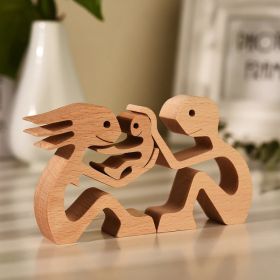 DIY Figurine Wood Dog Ornament Sculpture Home Decoration A Man A Dog Wood Sculpture Christmas Gifts Model Decor (Option: 19style)